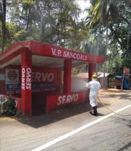 Sanitization carried out at Sancoale Village Mormugao Taluka by the District Administration South Goa.