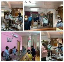 21-Apr-2020 Report 3: Hon'ble Revenue Minister Smt. Jennifer Monserrate distributed PPE like face masks and face cover shields, hand sanitizers and gloves to the office of Mamlatdar of Bicholim, North Goa 