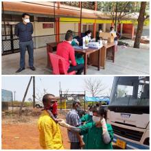 06-May-2020 Report 1: Medical officers of Community health center, Bicholim medically examined the stranded labourers kept at Shelter home in Bicholim, before dispatching the buses carrying the labourers to their native state.