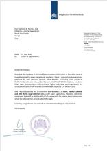 11-May-2020 Report: Letter of Appreciation from the Consulate-General of the Kingdom of the Netherlands to Collector North Goa Smt. R. Menaka IAS and Shri Gurudas Desai, Deputy Collector and OSD North Goa Collector.