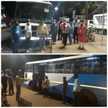 10-May-2020 Report: 5 buses with stranded labourers left for Gadag karnataka after getting medical checkup done at Candolim PHC.