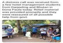 30-Apr-2020 Report 2: Relief material was provided to hotel management students from Darjeeling and Bhutan in Dona Paula