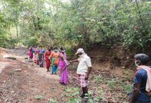Social Distancing norms and sanitization followed by the workers during monsoon preparedness work.
