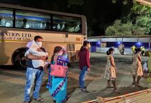 Arrangements made by the District Administration for transportation of Labourers at the Canacona check post.