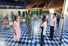 04 Aug 2020 Report: Hon'ble Health minister Shri. Vishwajit Rane alongwith Dy. Collector Gurudas dessai visited Shyama prasad mukherjee stadium which has been setup as COVID19 Care Centre.