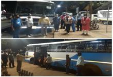 10-May-2020 Report: 5 buses with stranded labourers left for Gadag karnataka after getting medical checkup done at Candolim PHC.